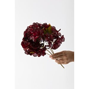 Yapay Ortanca Çiçeği 35 Cm 7 Dal Bordo