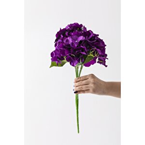 Yapay Ortanca Çiçeği Mor 45 Cm 7 Dal