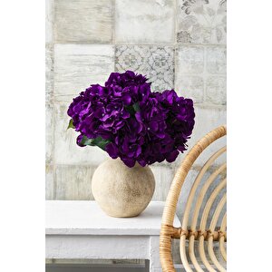Yapay Ortanca Çiçeği Mor 45 Cm 7 Dal