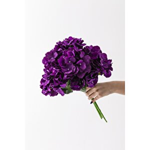 Yapay Ortanca Çiçeği Mor 45 Cm 7 Dal