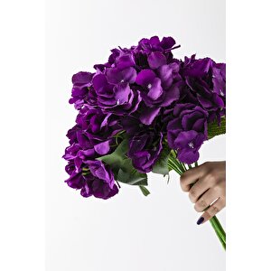 Yapay Ortanca Çiçeği Mor 45 Cm 7 Dal