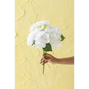 Yapay Ortanca Çiçeği Beyaz 45 Cm