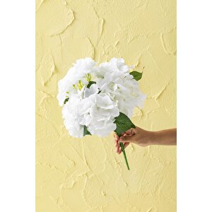 Yapay Ortanca Çiçeği Beyaz 45 Cm