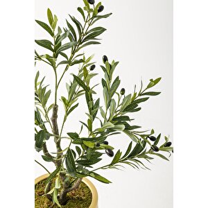 Yapay Zeytin Ağacı 85 Cm Kahverengi Gold Metal Saksı