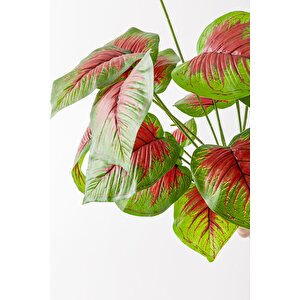 Yapay Salon Köşe Çiçeği Devetabanı Kırmızı 65 Cm Saksısız