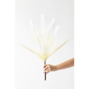 Yapay Tüylü Palmiye Yaprağı 75 Cm 8 Dal Beyaz