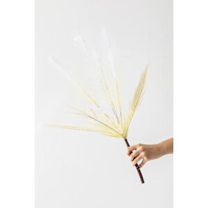 Yapay Tüylü Palmiye Yaprağı 75 Cm 8 Dal Beyaz