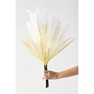 Yapay Tüylü Palmiye Yaprağı 75 Cm 8 Dal Beyaz