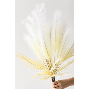 Yapay Tüylü Palmiye Yaprağı 75 Cm 8 Dal Beyaz