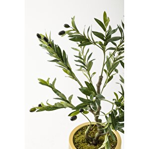 Yapay Zeytin Ağacı 85 Cm Beyaz Gold Metal Saksı