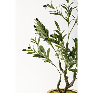 Yapay Zeytin Ağacı 85 Cm Beyaz Gold Metal Saksı