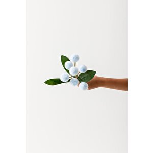 Yapay Ponpon Çiçeği Mavi 35 Cm 7 Dal
