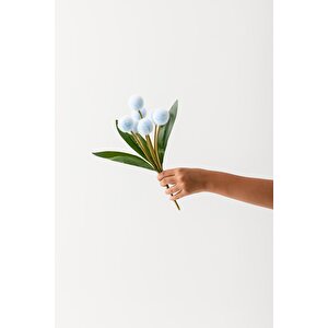 Yapay Ponpon Çiçeği Mavi 35 Cm 7 Dal