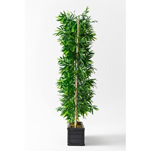 Yapay Bambu Seperatör Ahşap Antrasit Saksı 175 Cm