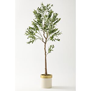 Yapay Zeytin Ağacı 175 Cm Krem Gold Metal Saksı