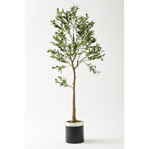 Yapay Zeytin Ağacı 175 Cm Siyah Gümüş Metal Saksı