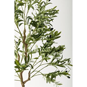 Yapay Zeytin Ağacı 175 Cm Siyah Gümüş Metal Saksı