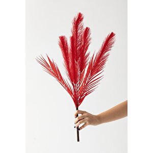Yapay Tüylü Palmiye Yaprağı 75 Cm 8 Dal Kırmızı