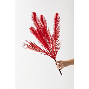 Yapay Tüylü Palmiye Yaprağı 75 Cm 8 Dal Kırmızı
