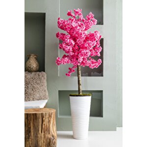 Yapay Ağaç Pembe Bahar Dalı 180 Cm Beyaz Konik Saksı
