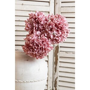 Yapay Vazo Çiçeği Ortanca 75 Cm 5 Dal Pembe