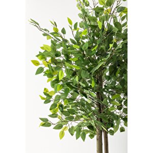 Yapay Benjamin Ağacı 160 Cm Siyah Gümüş Metal Saksı