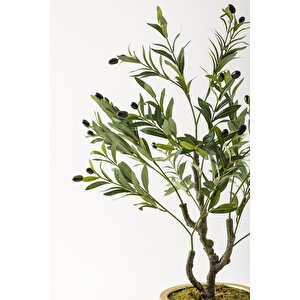 Yapay Zeytin Ağacı 85 Cm Krem Gold Metal Saksı