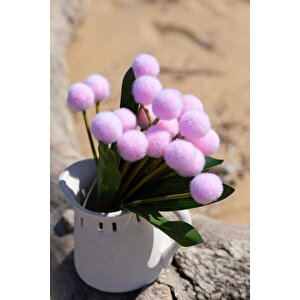 Yapay Ponpon Çiçeği Pembe 35 Cm 7 Dal