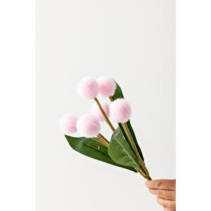 Yapay Ponpon Çiçeği Pembe 35 Cm 7 Dal