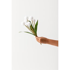 Yapay Ponpon Çiçeği Beyaz 35 Cm 7 Dal