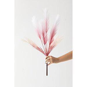 Yapay Tüylü Palmiye Yaprağı 75 Cm 8 Dal Pembe