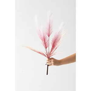 Yapay Tüylü Palmiye Yaprağı 75 Cm 8 Dal Pembe