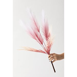 Yapay Tüylü Palmiye Yaprağı 75 Cm 8 Dal Pembe
