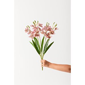 Yapay Islak Orkide Çiçeği Açık Pembe 5 Dal
