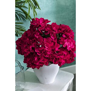 Yapay Ortanca Çiçeği Fuşya 45 Cm 7 Dal