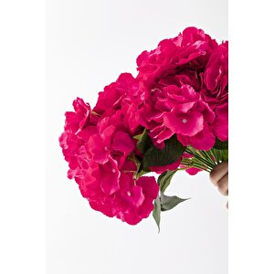 Yapay Ortanca Çiçeği Fuşya 45 Cm 7 Dal