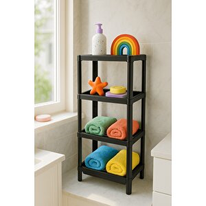 Flex Elite Pro 4 Katlı Mat Siyah Çok Amaçlı Raf Ünitesi – Banyo Ve Mutfak Düzenleyici Raf & Organizer - S-82.1
