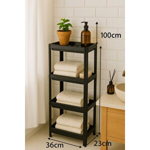 Flex Elite Pro 4 Katlı Mat Siyah Çok Amaçlı Raf Ünitesi – Banyo Ve Mutfak Düzenleyici Raf & Organizer - S-82.1