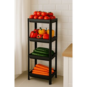 Flex Elite Pro 4 Katlı Mat Siyah Çok Amaçlı Raf Ünitesi – Banyo Ve Mutfak Düzenleyici Raf & Organizer - S-82.1