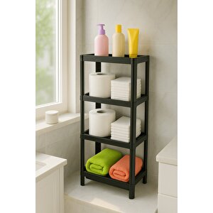 Flex Elite Pro 4 Katlı Mat Siyah Çok Amaçlı Raf Ünitesi – Banyo Ve Mutfak Düzenleyici Raf & Organizer - S-82.1