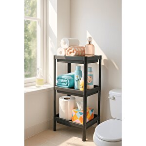 Flex Elite Pro 3 Katlı Mat Siyah Modüler Dikdörtgen Raf Ünitesi – Mutfak Rafı, Banyo Düzenleyici Ve Organizer