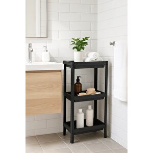 Flex Elite Pro 3 Katlı Mat Siyah Modüler Dikdörtgen Raf Ünitesi – Mutfak Rafı, Banyo Düzenleyici Ve Organizer