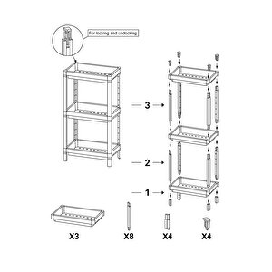 Flex Elite Pro 3 Katlı Mat Siyah Modüler Dikdörtgen Raf Ünitesi – Mutfak Rafı, Banyo Düzenleyici Ve Organizer