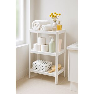 Flex Elite Pro 3 Katlı Beyaz Modüler Dikdörtgen Raf Ünitesi – Mutfak Rafı, Banyo Düzenleyici Ve Organizer