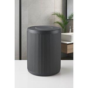 Lines Serisi Gri Banyo Seti, 5 Parça Lüks Akrilik Çöp Kovası, Fırça, Sabunluk Banyo Aksesuar Seti 3375