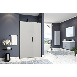 Castilla Temperli 6 Mm Boy Menteşeli Ön Cephe Duşakabin Siyah Profil Kumlama Cam 89 cm