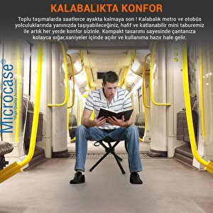 Microcase Çok Amaçlı Katlanabilir Seyahat Kamp Balıkçı Metro Metrobüs Tramvay Için Tabure 26cm - SİYAH AL5335 2 Adet