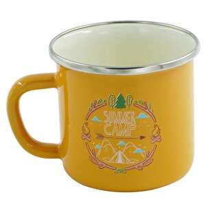 Retro Emaye Kupa Bardak Sarı Summer Camp 330 Cc