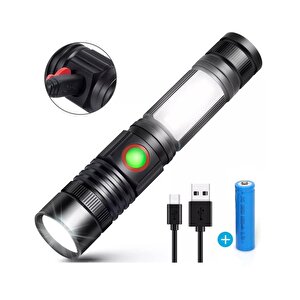 Geniş Açılı P50 Led Şarjlı El Feneri Güçlü Işık