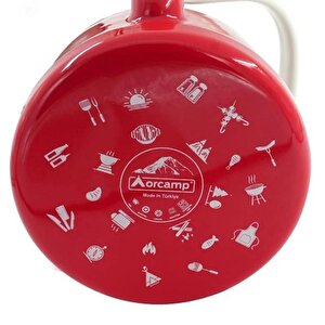 Retro Emaye Kamp Çaydanlığı Alt Kırmızı 2.5 L